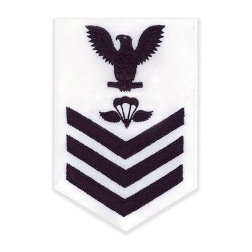 Men's E4-E6 (PR1) Rating Badge in Blue on White CNT for Aircrew Survival Equipmentman