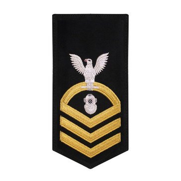 Men's E7 (NDC) Rating Badge in STANDARD Gold on Blue POLY/WOOL for Navy Diver