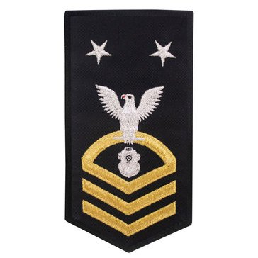 Women's E9 (NDCM) Rating Badge in STANDARD Gold on Blue POLY/WOOL for Navy Diver
