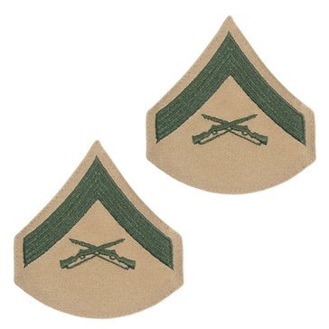 USMC Men's Chevron Green on Khaki LCPL