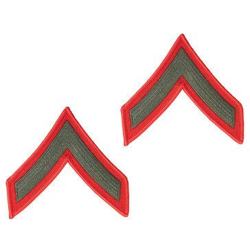 USMC Men's Chevron Green on Red Merrowed PFC