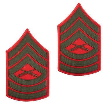 USMC Men's Chevron Green On Red Merrowed MSGT