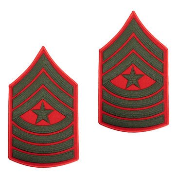 USMC Men's Chevron Green On Red Merrowed SGTMJR 