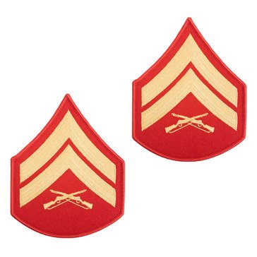 USMC Men's Chevron Gold on Red Merrowed CPL