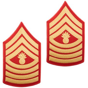 USMC Men's Chevron Gold on Red MGYSGT Merrowed