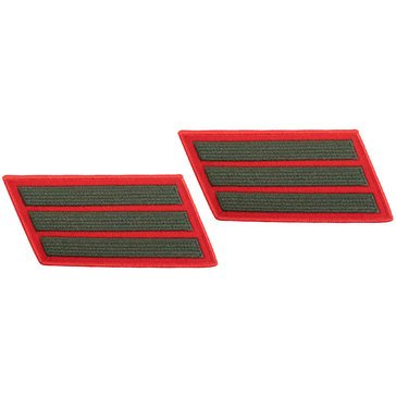 USMC Men's Service Stripe Set 3 Green on Red Merrowed