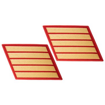 USMC Men's Service Stripe Set 5 Gold on Red Merrowed