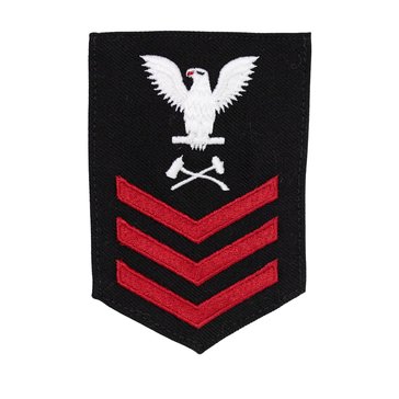 Women's E4-E6 Rating Badge in STANDARD Red on Blue SERGE WOOL for Damage Controlman