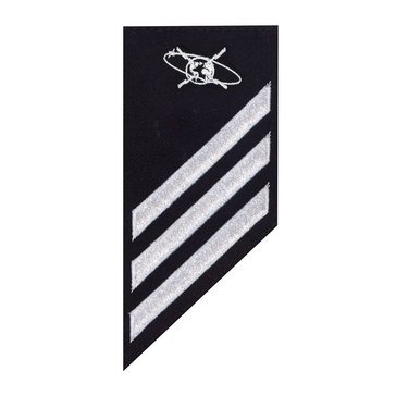 E3 Combo (MC) Rating Badge on BLUE SERGE WOOL for Mass Communications Specialist