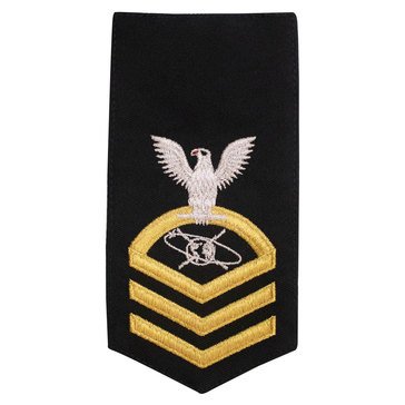 Women's E7 Rating Badge on STANDARD Gold on Blue POLY/WOOL for Mass Communications Specialist