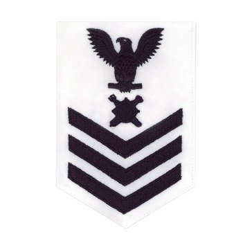 Men's E4-E6 (EOD1) Rating Badge in Blue on White CNT for Explosive Ordinance Disposal Technician