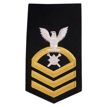 Men's E7 (EODC) Rating Badge in STANDARD Gold on Blue POLY/WOOL for Explosive Ordinance Disposal Technician