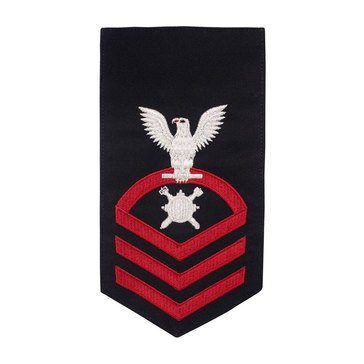 Men's E7 (EODC) Rating Badge in STANDARD Red on Blue POLY/WOOL for Explosive Ordinance Disposal Technician