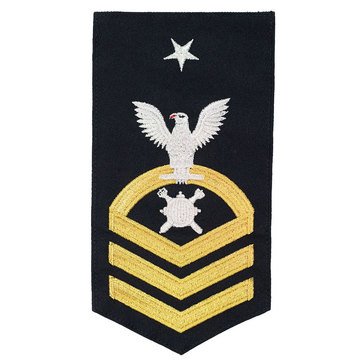 Men's E8 (EODCS) Rating Badge in STANDARD Gold on Blue POLY/WOOL for Explosive Ordinance Disposal Technician