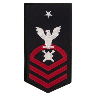 Women's E8 (EODCS) Rating Badge in STANDARD Red on Blue POLY/WOOL for Explosive Ordinance Disposal Technician