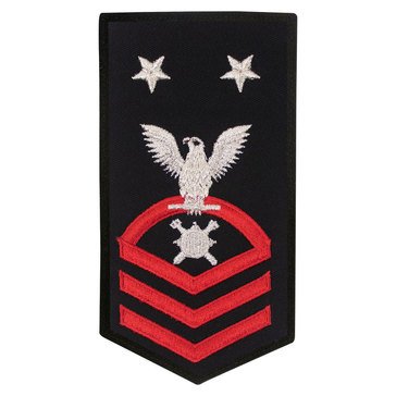 Women's E9 (EODCM) Rating Badge in STANDARD Red on Blue POLY/WOOL for Explosive Ordinance Disposal Technician
