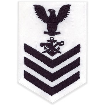 Men's E4-E6 (SB1) Rating Badge in Blue on White CNT for Special Warfare Boat Operator