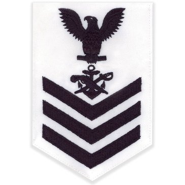 Men's E4-E6 (SB1) Rating Badge in Blue on White CNT for Special Warfare Boat Operator