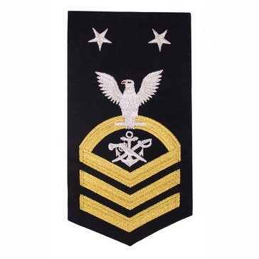 Men's E9 (SBCM) Rating Badge in STANDARD Gold on Blue POLY/WOOL for Special Warfare Boat Operator
