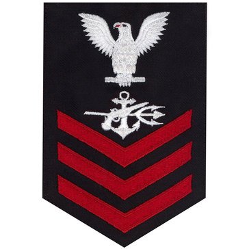 Men's E4-E6 (SO1) Rating Badge in STANDARD Red on Blue SERGE WOOL for Special Warfare Operations