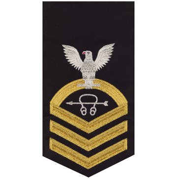 Men's E7 (STC) Rating Badge in STANDARD Gold on Blue POLY/WOOL for Sonar Technician