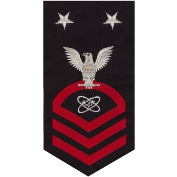 Men's E9 (ETCM) Rating Badge in STANDARD Red on Blue POLY/WOOL for Electronics Technician