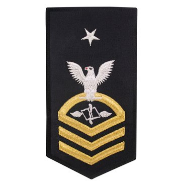 Women's E8 (AZCS) Rating Badge in STANDARD Gold on Blue POLY/WOOL for Aviation Maintenance Adm
