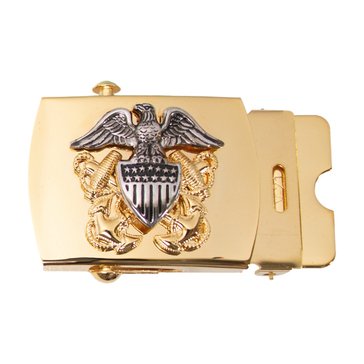 Men's Gold Buckle OFF with Hi-Relief Officer Crest with Black Etch Silver Eagle