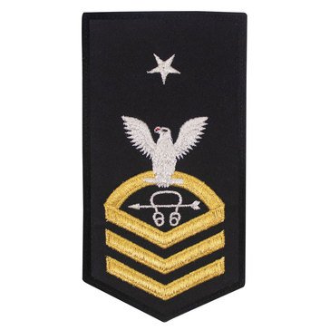 Women's E8 (STCS) Rating Badge in STANDARD Gold on Blue POLY/WOOL for Sonar Technician