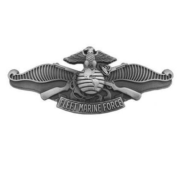 Warfare Badge Miniature FMF ENL Oxidized  Silver
