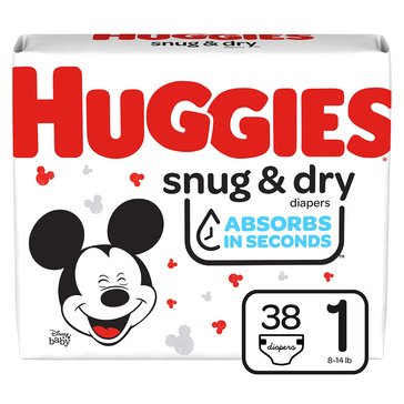 HUGGIES SNUG & DRY SURE FIT JUMBO SZ 1, 44 CT