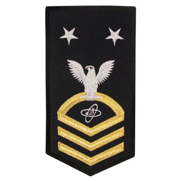 Women's E9 (ETCM) Rating Badge in STANDARD Gold on Blue POLY/WOOL for Electronics Technician