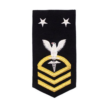 Women's E9 (HMCM) Rating Badge in STANDARD Gold on Blue POLY/WOOL for Hospital Corpsman