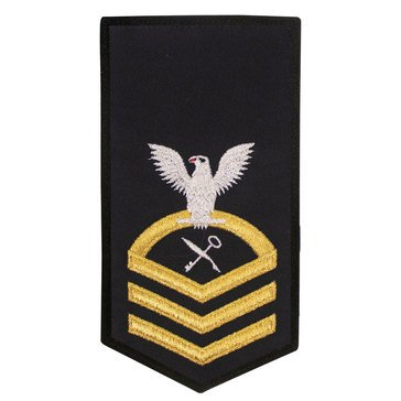 Women's E8 (RSCS) Rating Badge in STANDARD Gold on Blue POLY/WOOL for Retail Services Specialist