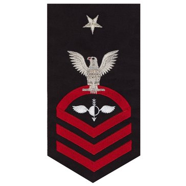 Men's E8 (AGCS) Rating Badge in STANDARD Red on Blue POLY/WOOL for Aerographer