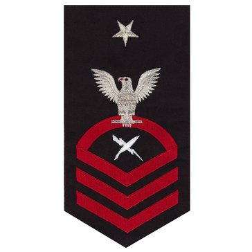Men's E8 (CTCS) Rating Badge in STANDARD Red on Blue POLY/WOOL for Cryptologic Technician