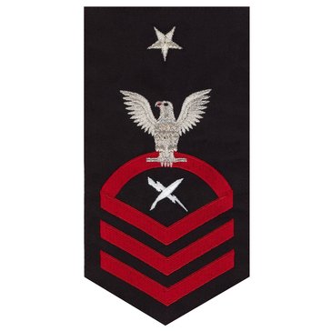 Men's E8 (CTCS) Rating Badge in STANDARD Red on Blue POLY/WOOL for Cryptologic Technician