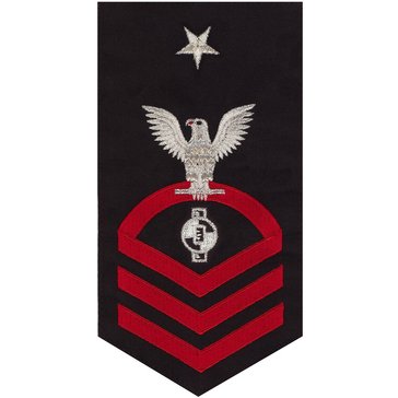 Men's E8 (EACS) Rating Badge in STANDARD Red on Blue POLY/WOOL for Engineering Aide