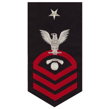 Men's E8 (ICCS) Rating Badge in STANDARD Red on Blue POLY/WOOL for Interior Communication Electrician