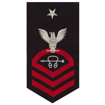 Men's E8 (STCS) Rating Badge in STANDARD Red on Blue POLY/WOOL for Sonar Technician
