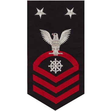 Men's E9 (QMCM) Rating Badge in STANDARD Red on Blue POLY/WOOL for Quartermaster