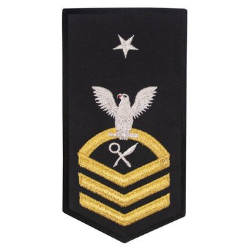 Women's E8 (ISCS) Rating Badge in STANDARD Gold on Blue POLY/WOOL for Intelligence Specialist