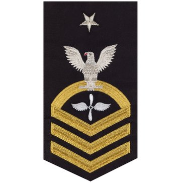 Women's E8 (ADCS) Rating Badge in STANDARD Gold on White for Aviation Machinist's Mate 