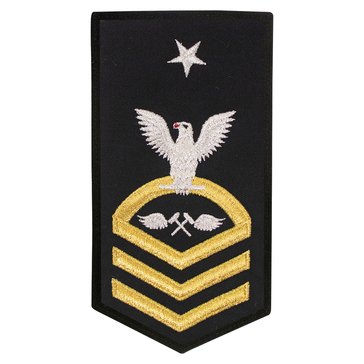Women's E8 (AMCS) Rating Badge in STANDARD Gold on Blue POLY/WOOL for Aviation Structural Mechanic