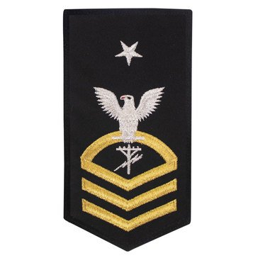 Women's E8 (CECS) Rating Badge in STANDARD Gold on Blue POLY/WOOL for Construction Electrician
