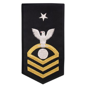 Women's E8 (EMCS) Rating Badge in STANDARD Gold on Blue POLY/WOOL for Electrician's Mate