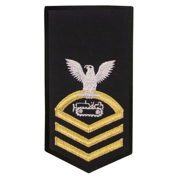 Women's E8 (EOCS) Rating Badge in STANDARD Gold on Blue POLY/WOOL for Equipment Operator