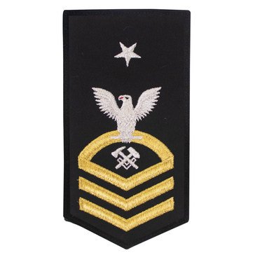 Women's E8 (HTCS) Rating Badge in STANDARD Gold on Blue POLY/WOOL for Hull Maintenance Technician