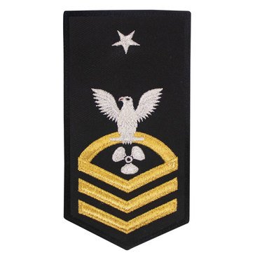 Women's E8 (MMCS) Rating Badge in STANDARD Gold on Blue POLY/WOOL for Machinist's Mate