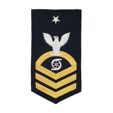 Women's E8 (GSCS) Rating Badge in STANDARD Gold on Blue POLY/WOOL for Gas Turbine System Technician